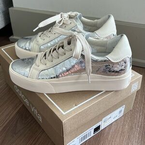 Dolce Vita “Zayn” Women's Silver and Cream Sneakers
